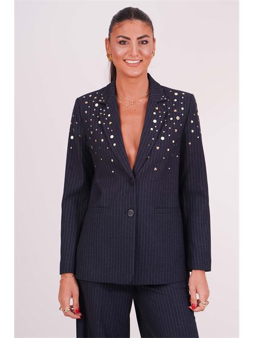 Giacca gessata con applicazioni Luckylu Milano | GI52PNNAVY